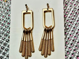 Metallic Bar Fringe Drop Earrings
