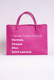 Pink "I Speak" Tote Purse