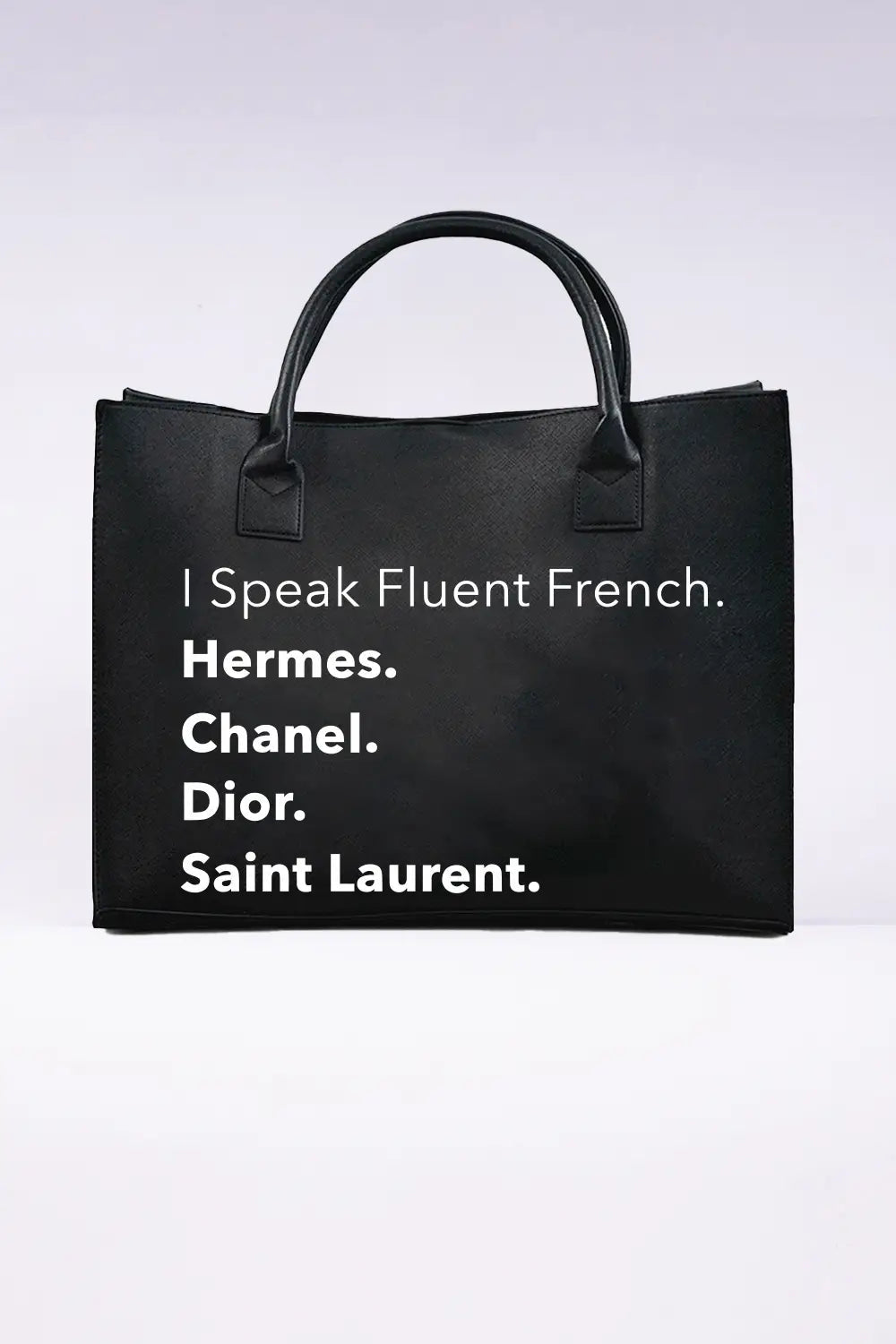Black "I Speak" Tote Purse