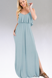 Blue  Maxi Dress with Ruffled Top