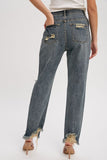 Distressed  Straight Leg Jeans