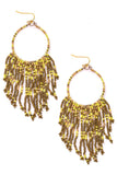 Seed Beaded Fringe Hoop Earrings