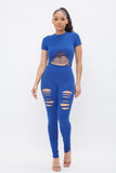 Distressed Cotton Leggings Set