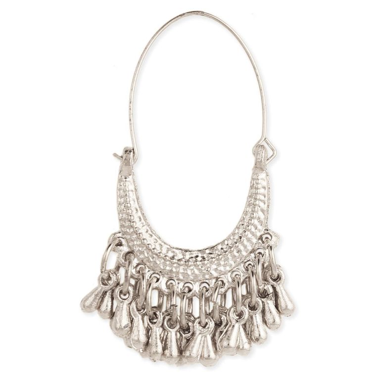 Silver Goddesds Dangle Hoops